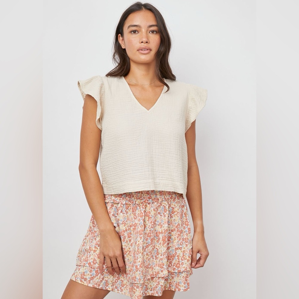 Rails Cream V-Neck Top Size Small
